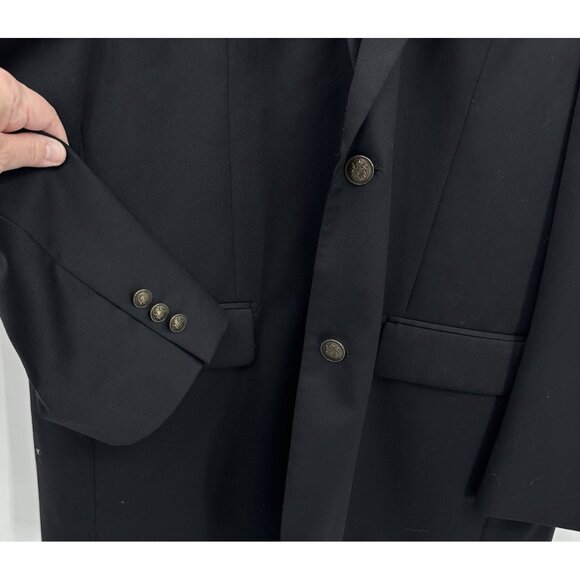 PAUL FREDRICK jacket blazer sport coat wool year round two button black 46L - Picture 1 of 7